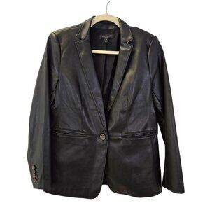 Ann Taylor Vegan Leather One Button Blazer Jacket Size 6 Petite